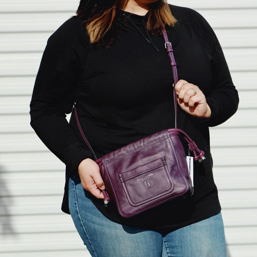 NWT Marc Jacobs Tied Up Leather Drawstring Bag in Violet Purple $395+